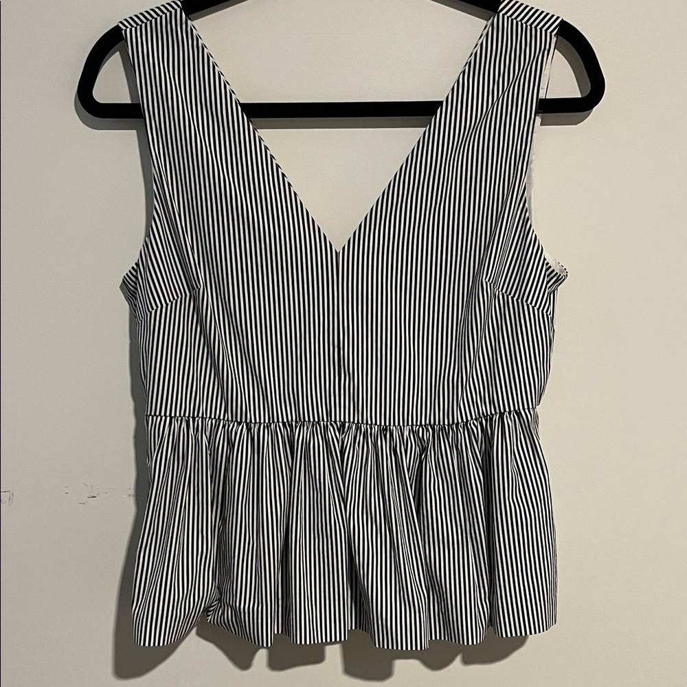 J. Crew Always Peplum Blue and White Striped Women's Blouse Size 6